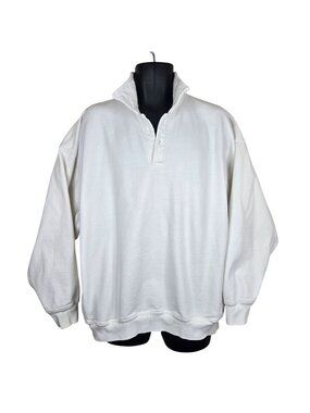 John Galt White Pullover Sweatshirt Collared Mens M